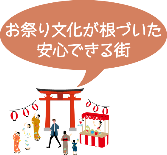 お祭り文化が根付いた安心できる街