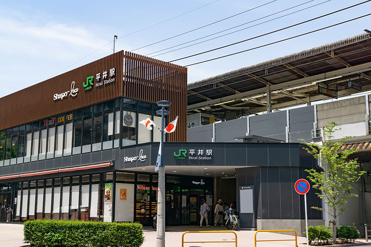平井駅前の様子。小松菜発祥の地として知られている