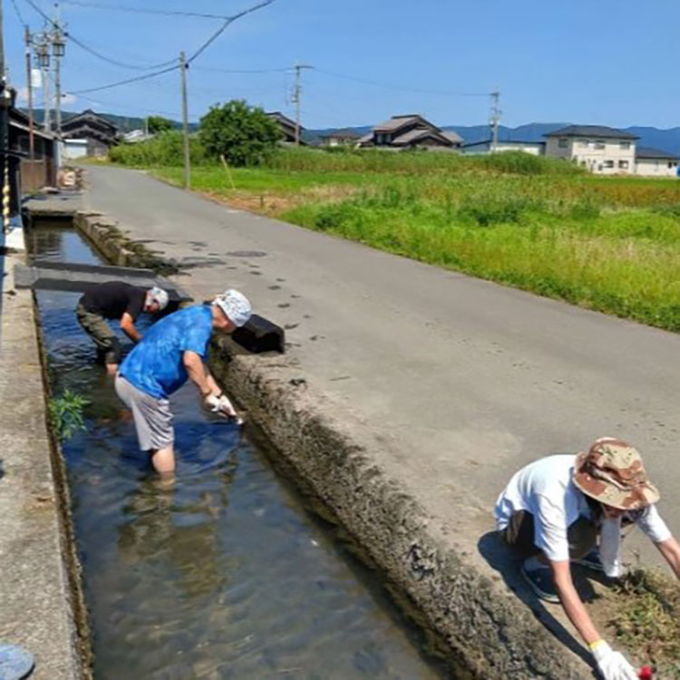 水路はもちろん、家の中や庭の掃除に来てくれた近所の知り合いの“お掃除部隊”