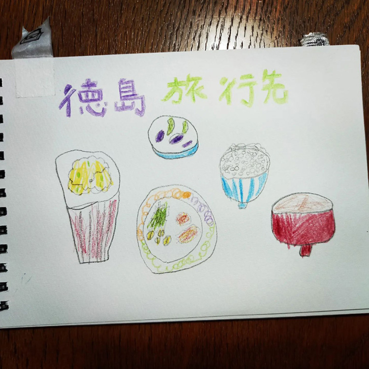 家族で宿泊したゲストのお子さんが、一緒に作って食べた晩ごはんを絵に描いてくれた