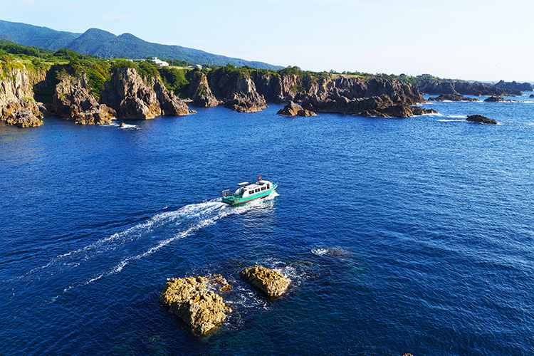 佐渡島の絶景を望む尖閣湾揚島遊園