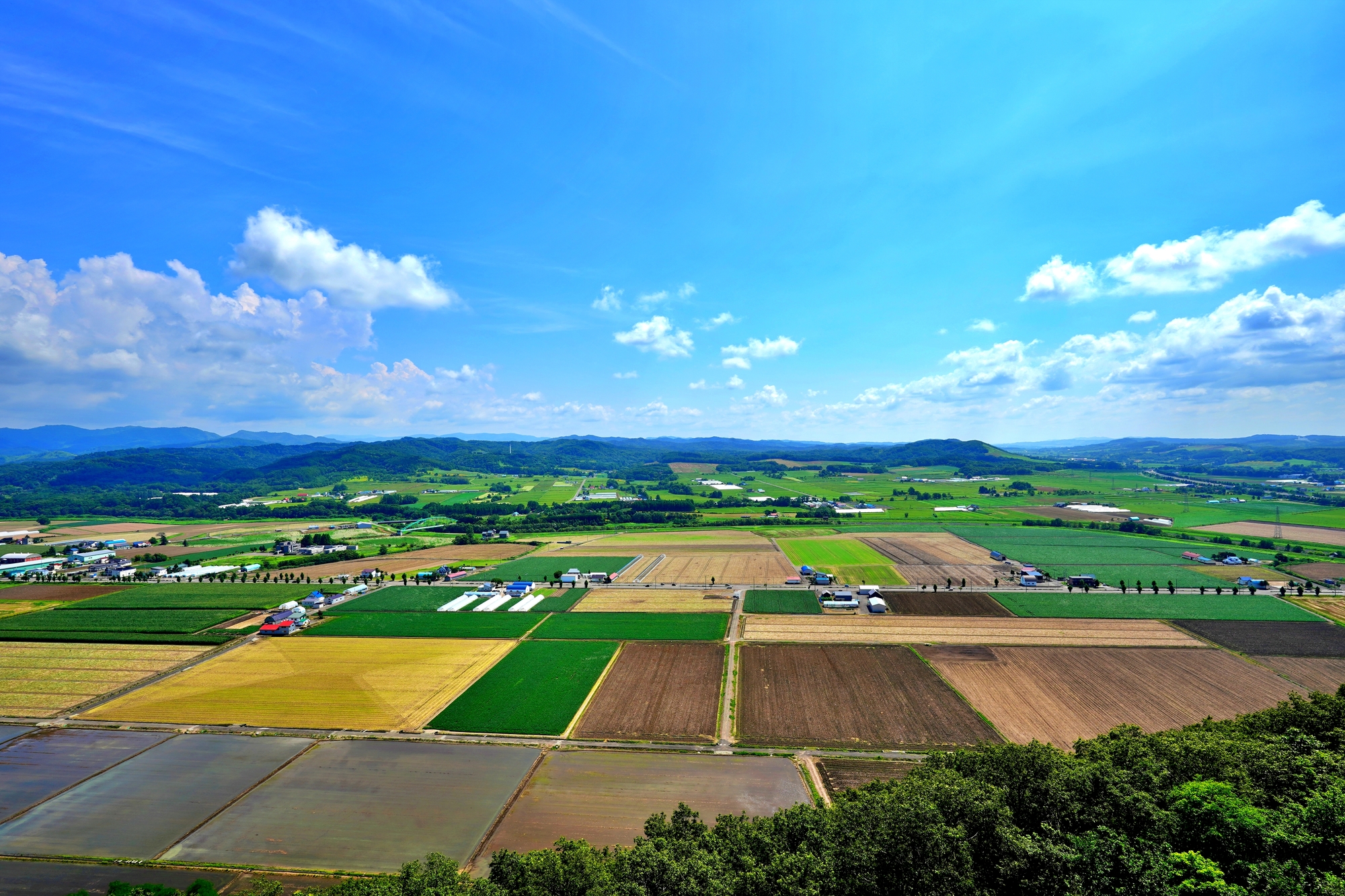 標高約144mの達布山の頂上に設置された達布山展望台からの風景。石狩平野を一望できる
