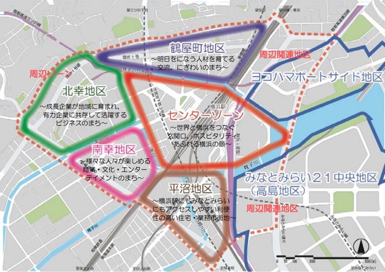 エキサイトよこはま22計画のエリア説明（横浜市HPより）。